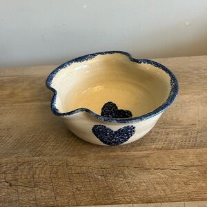 Marshall Pottery Texas | Small Heart Shaped Bowl Primitive‎ Hearts Signed  3.25”